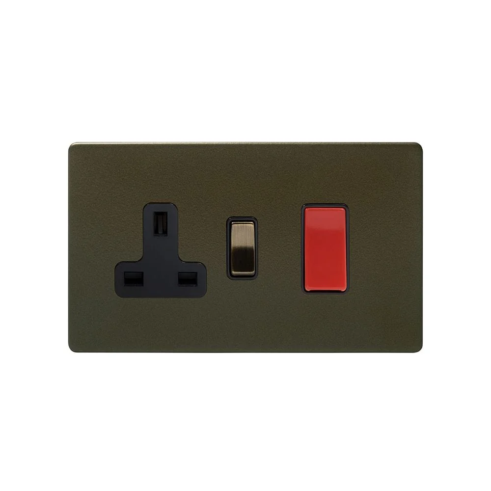 Screwless Bronze 45A Cooker Control Unit & Neon