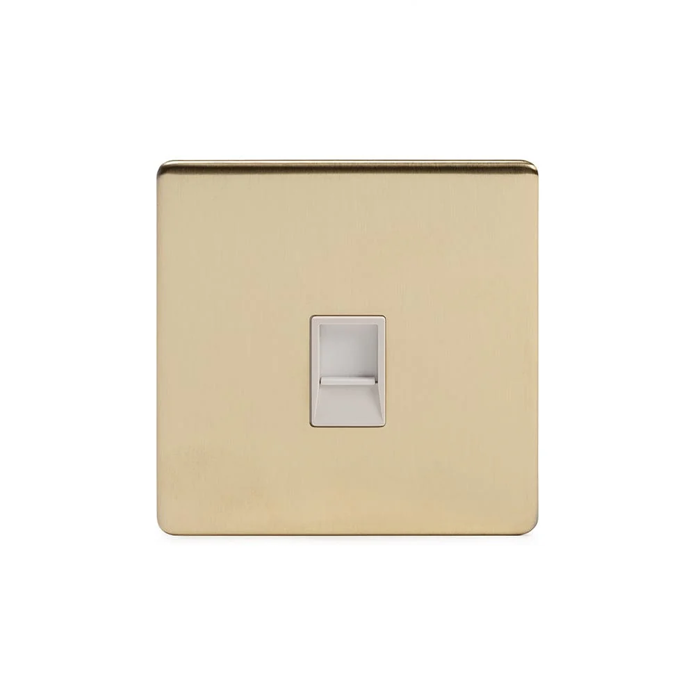 Screwless Brushed Brass 1 Gang Data Socket RJ45 Cat5/Cat6