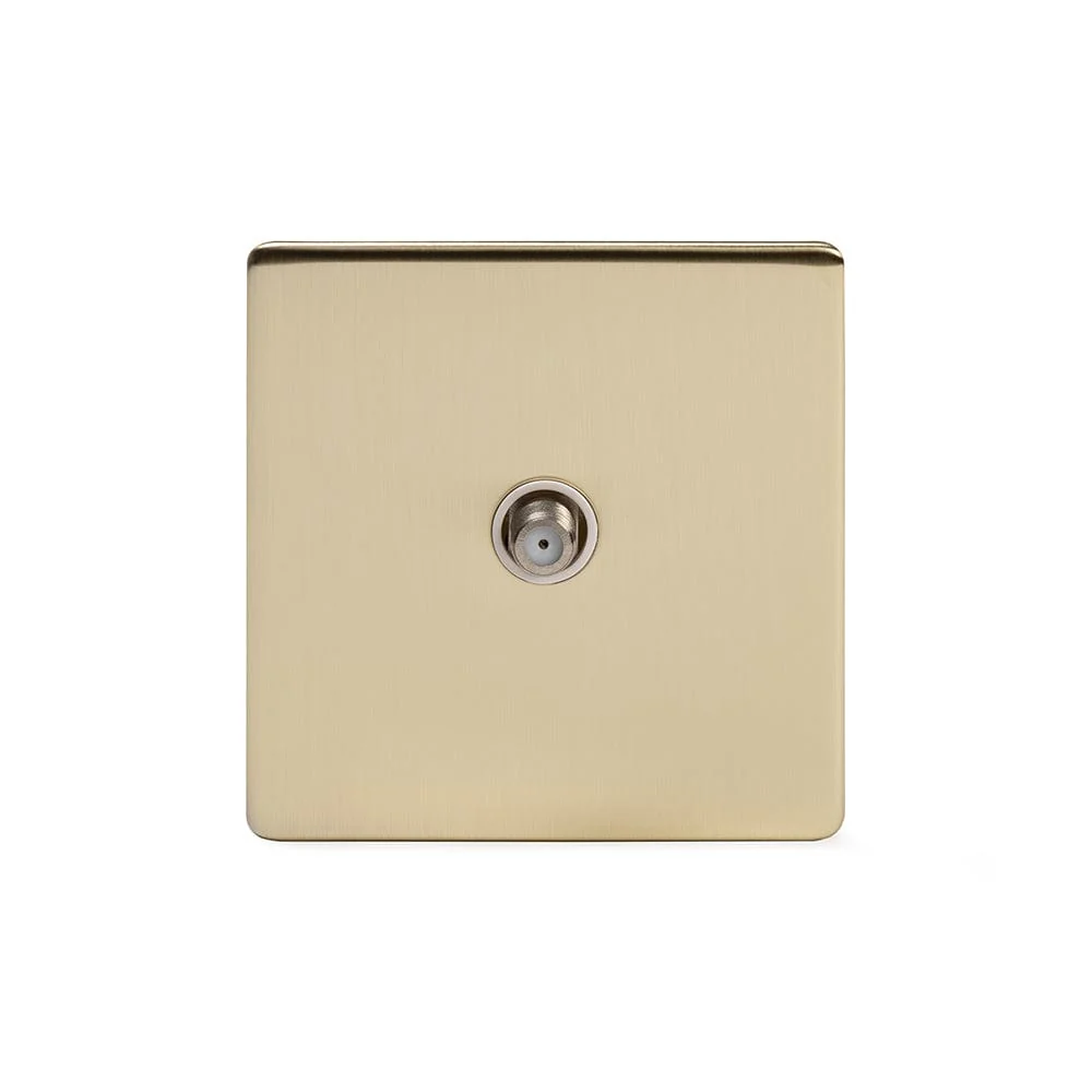 Screwless Brushed Brass 1 Gang Satellite Socket