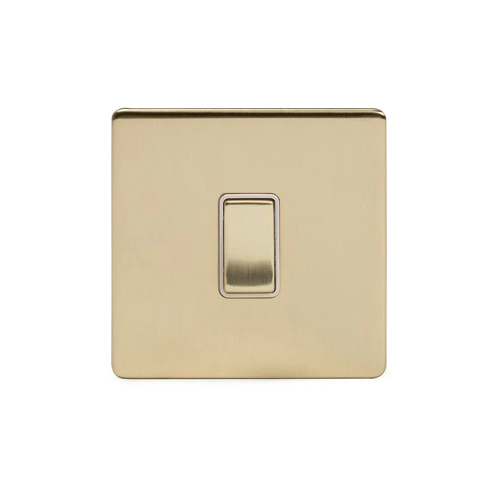 Screwless Brushed Brass 10A 1 Gang 2 Way Light Switch