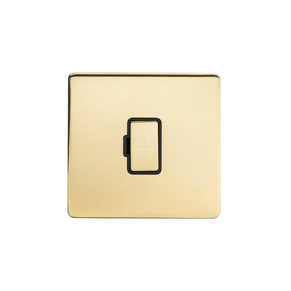 Screwless Brushed Brass 13A Double Pole Unswitched Fuse Connection Unit