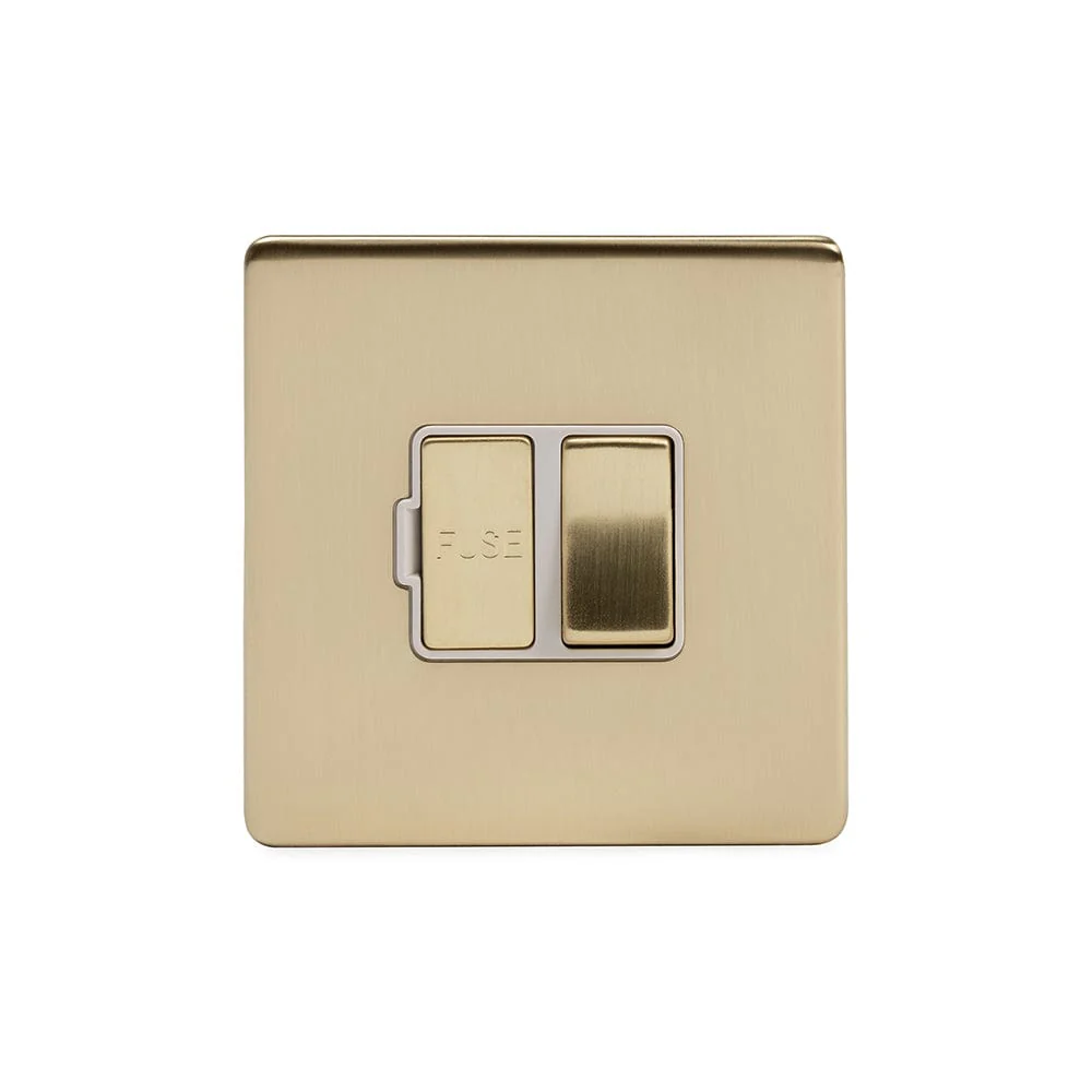 Screwless Brushed Brass 13A Switched Fuse Connection Unit
