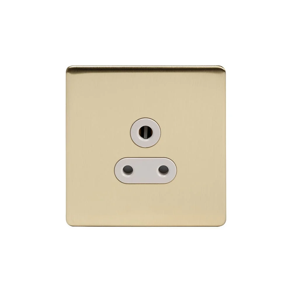 Screwless Brushed Brass 5 Amp Unswitched Plug Socket