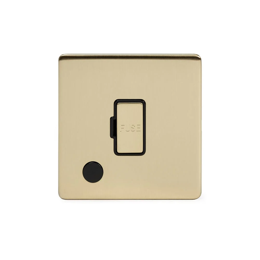 Screwless Brushed Brass 13A Unswitched Connection Unit Flex Outlet