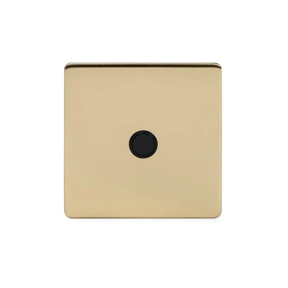 Screwless Brushed Brass Single 20 Amp Flex Outlet - Black