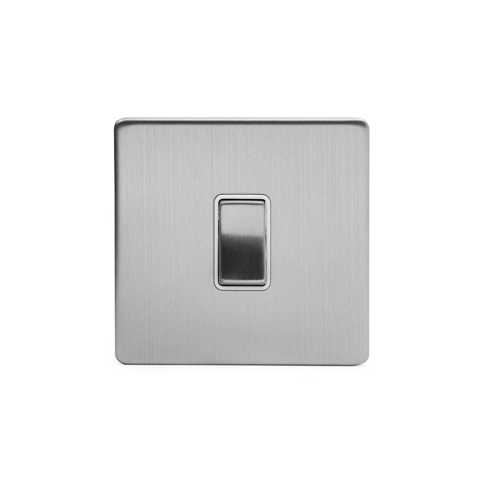 Screwless Brushed Chrome 1 Gang 20 Amp Switch
