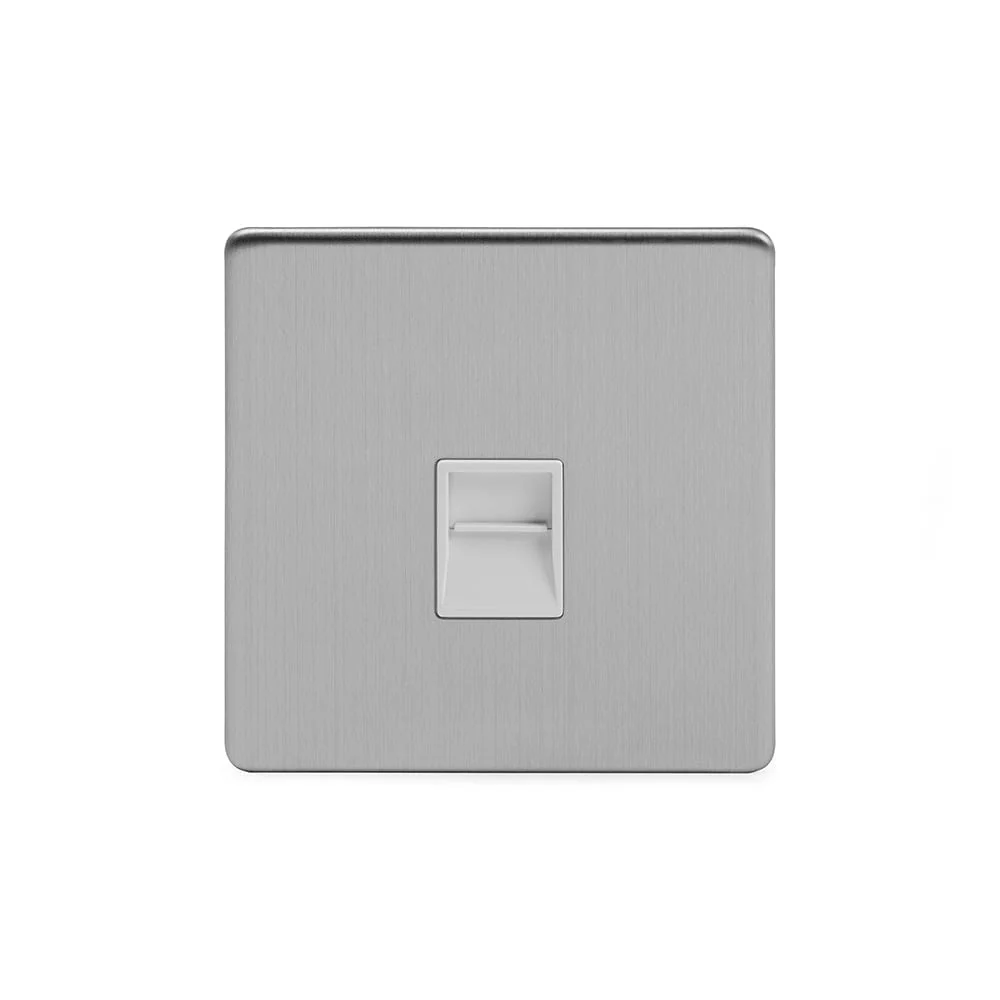Screwless Brushed Chrome 1 Gang Telephone Master Socket-BT