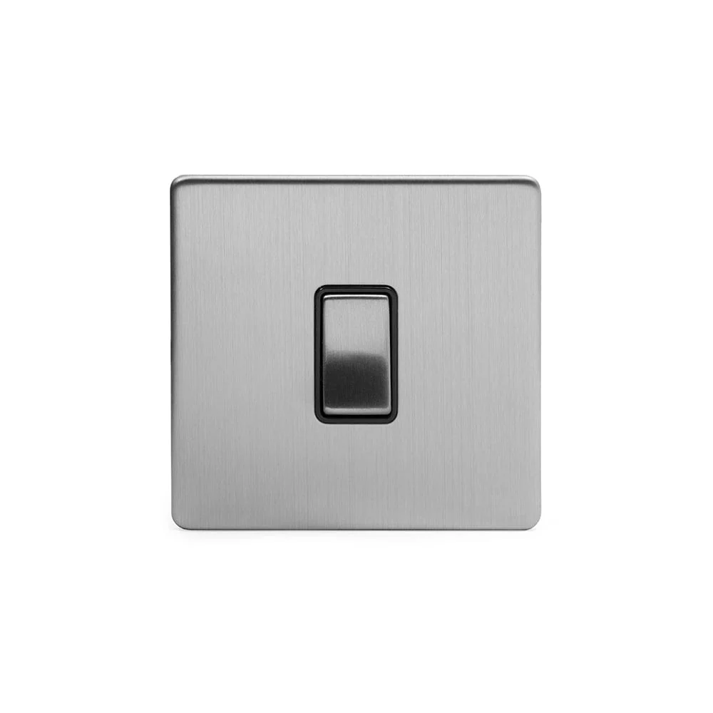 Screwless Brushed Chrome 10A 1 Gang Intermediate Light Switch