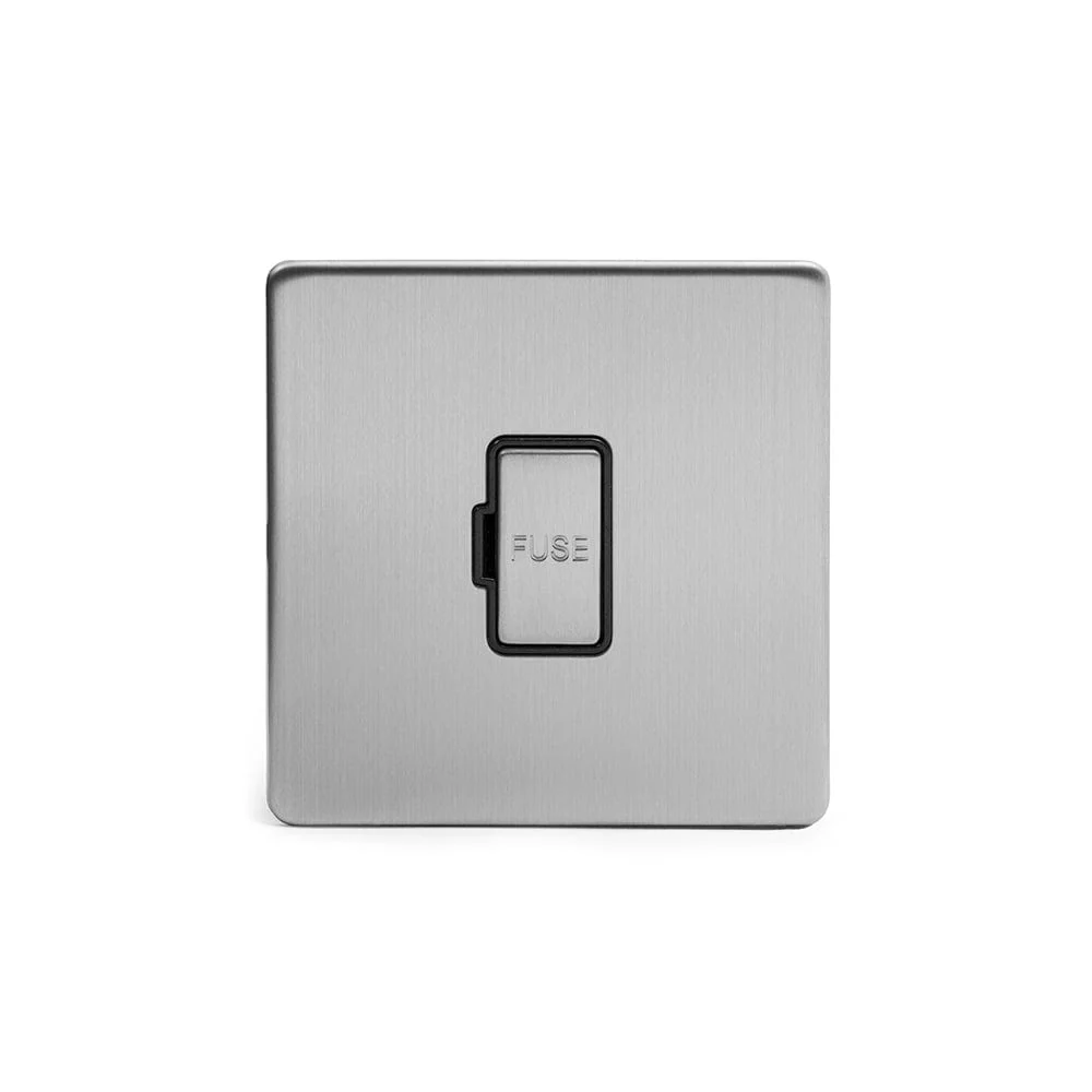 Screwless Brushed Chrome 13A Double Pole Unswitched Fuse Connection Unit