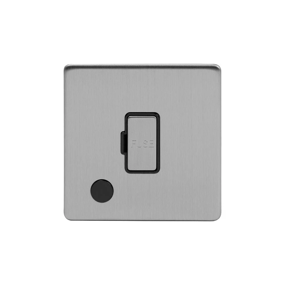 Screwless Brushed Chrome 13A Unswitched Connection Unit Flex Outlet