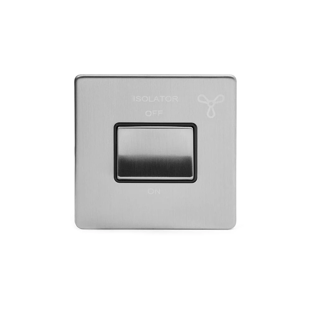 Screwless Brushed Chrome 3-Pole Fan Isolator Switch
