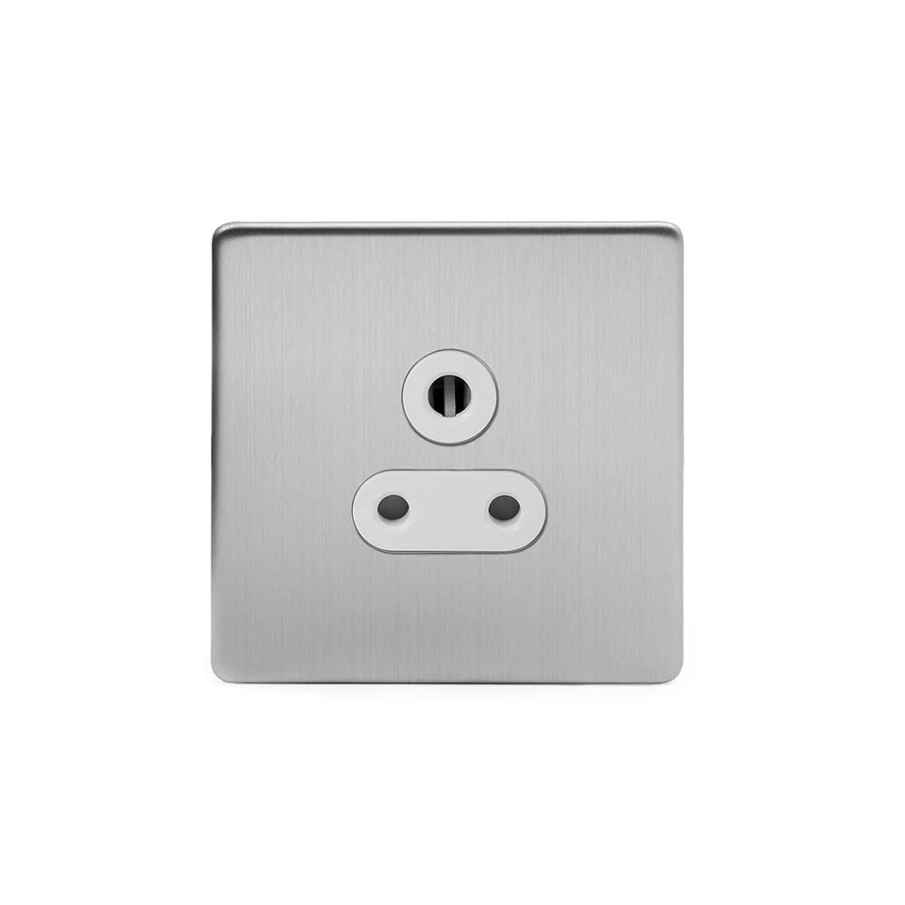 Screwless Brushed Chrome 5a Plug Socket Unswitched