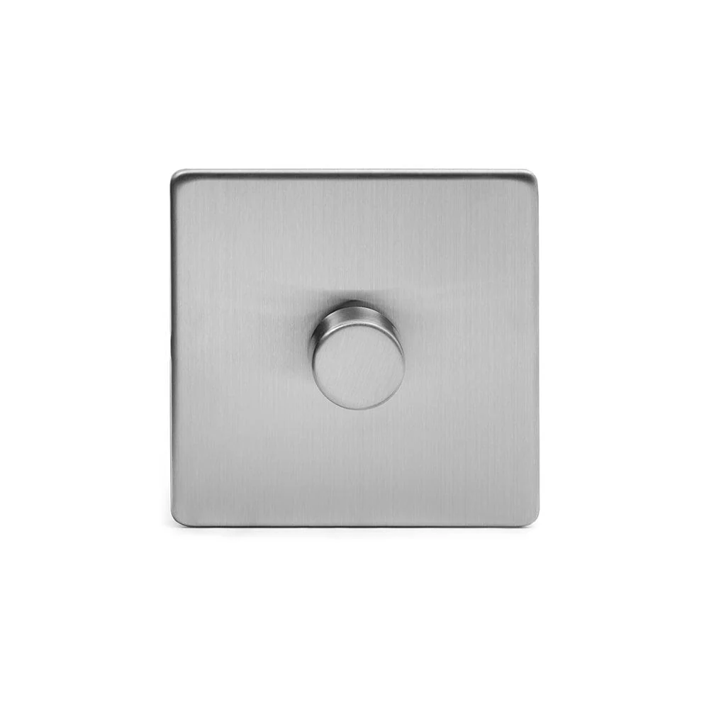Screwless Brushed Chrome 1 Gang 2 Way Intelligent Trailing Dimmer Light Switch 250W