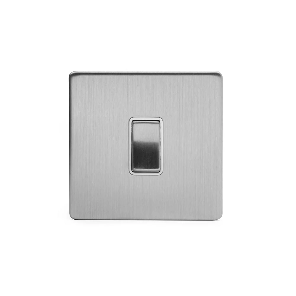 Screwless Brushed Chrome 10A 1 Gang 2 Way Light Switch