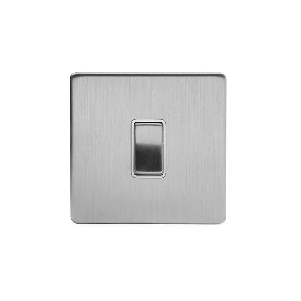 Screwless Brushed Chrome 10A 1 Gang Intermediate Light Switch