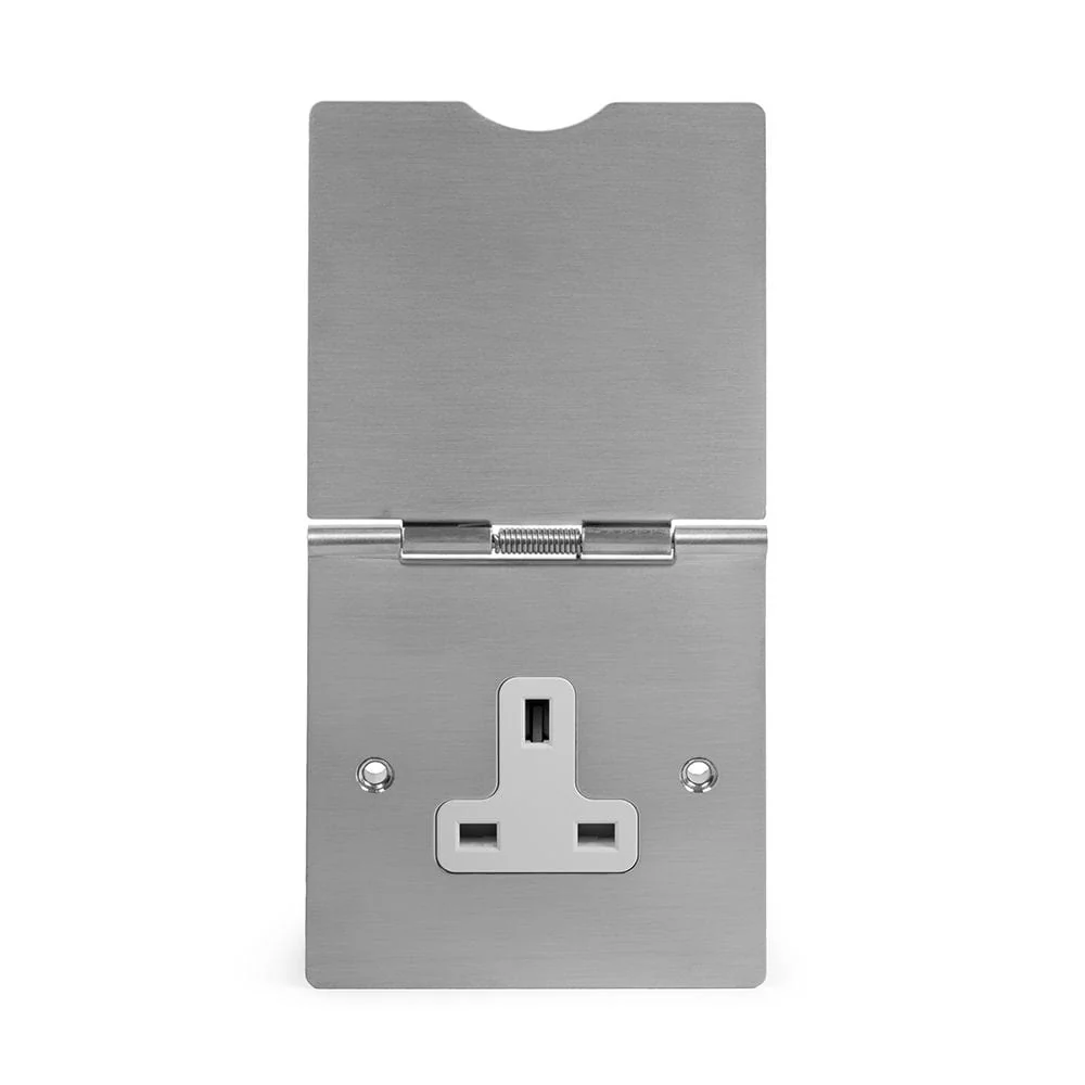 Screwless Brushed Chrome 13A 1 Gang Floor Socket Brushed Chrome