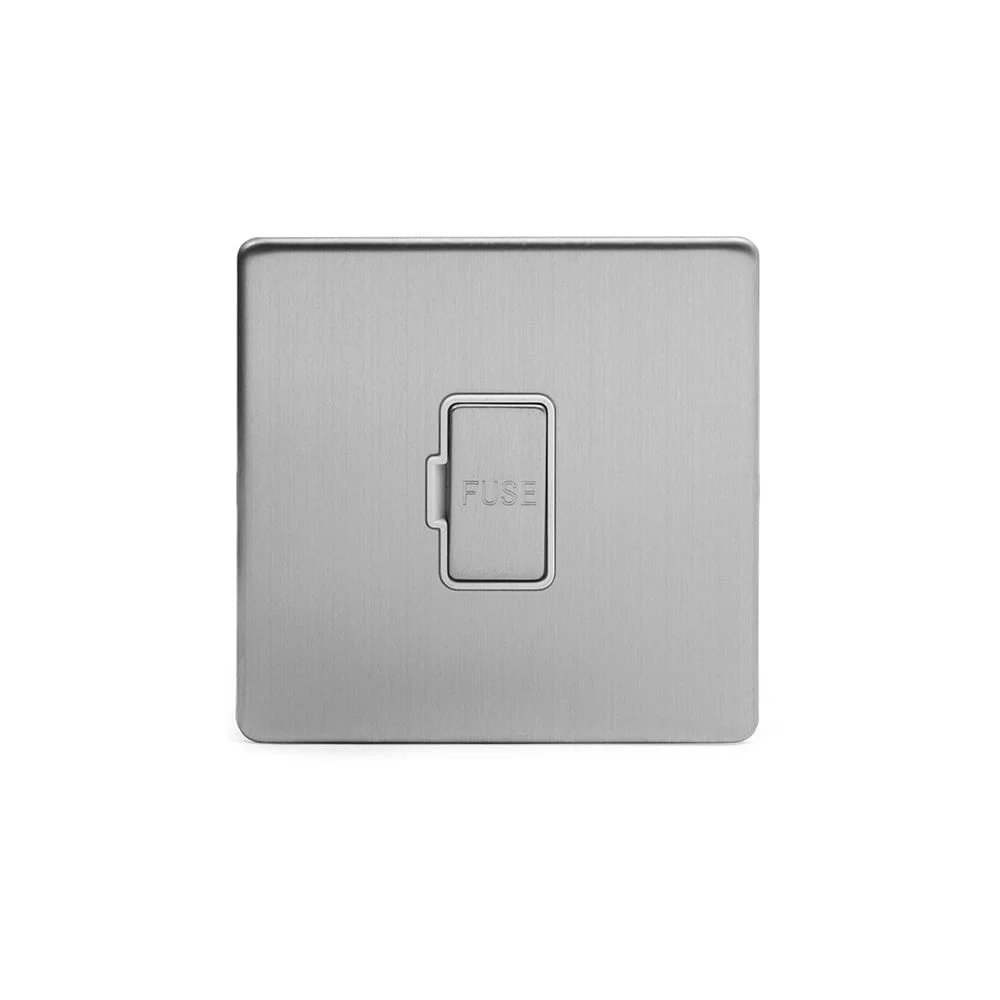 Screwless Brushed Chrome 13A Double Pole Unswitched Fuse Connection Unit