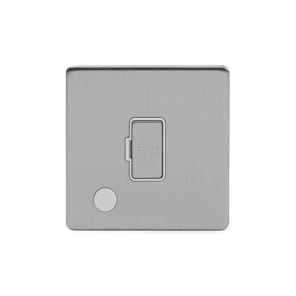 Screwless Brushed Chrome 13A Unswitched Connection Unit Flex Outlet