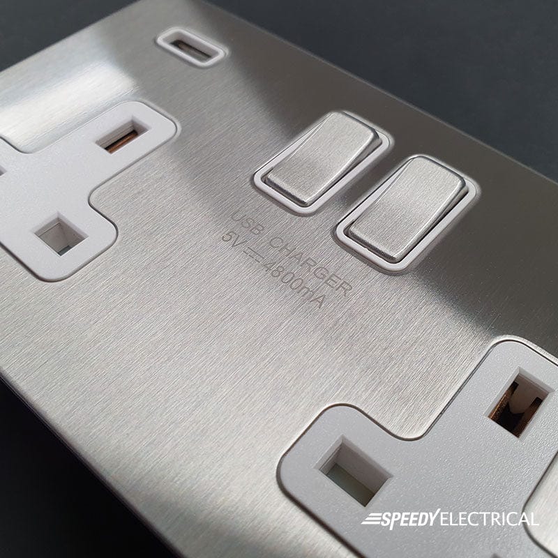 Screwless Brushed Chrome 13A Unswitched Connection Unit Flex Outlet - Image 2