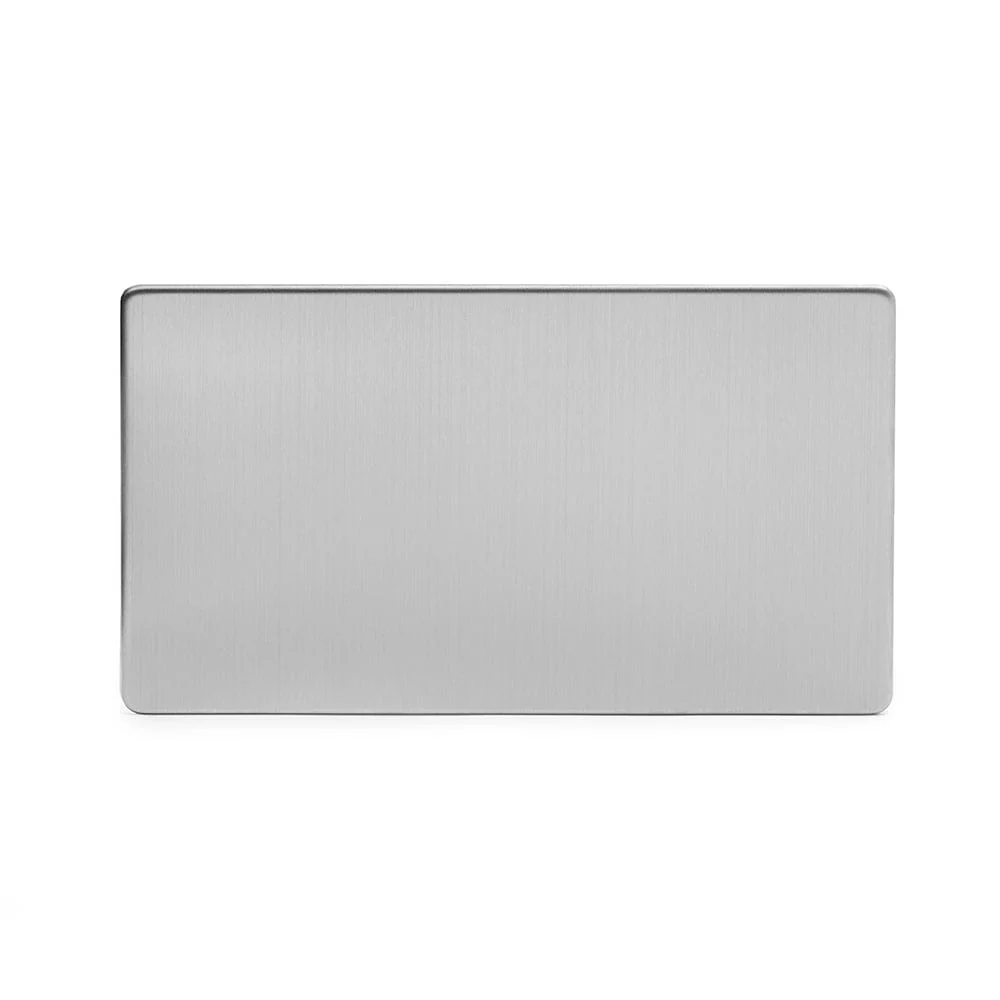 Screwless Brushed chrome metal Double Blanking Plate
