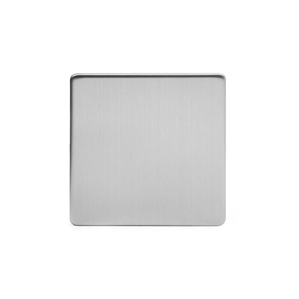 Screwless Brushed chrome metal Single Blanking Plates