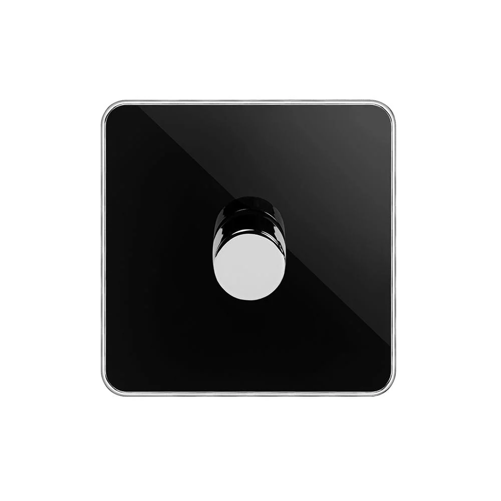 Screwless Fusion Black Nickel & Polished Chrome With Chrome Edge 250W 1 Gang 2 Way Trailing Dimmer Black Trim