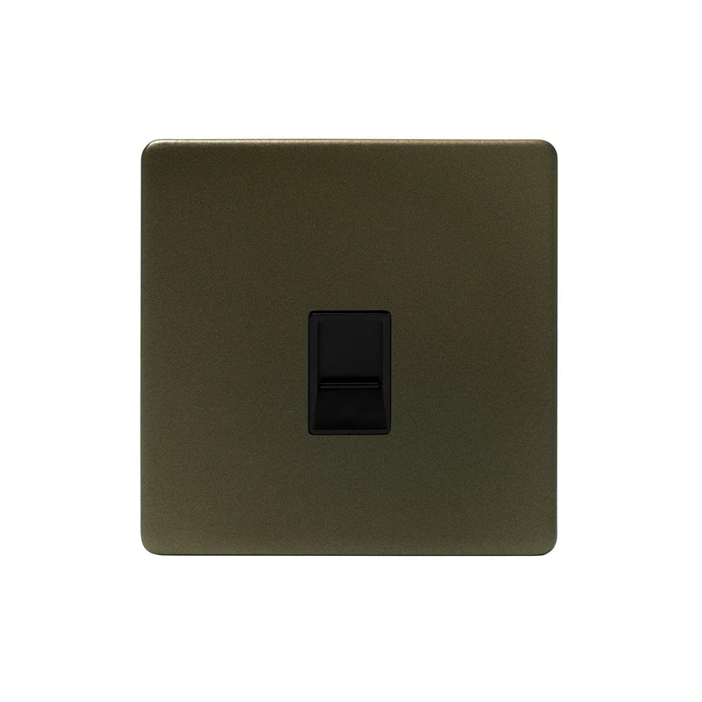Screwless Fusion Bronze & Brushed Brass 1 Gang Data Socket RJ45 Cat5/6