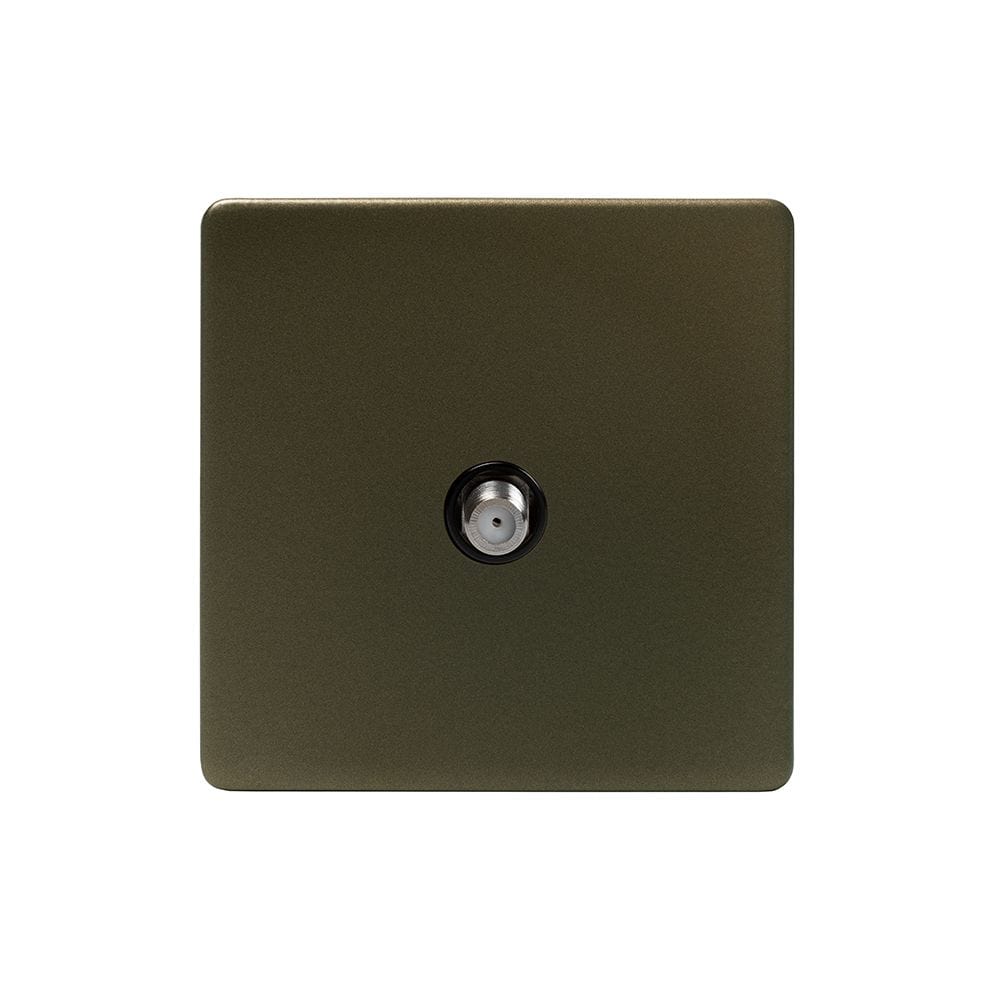 Screwless Fusion Bronze & Brushed Brass 1 Gang TV Socket