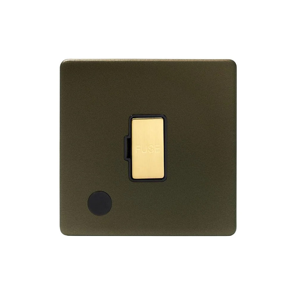 Screwless Fusion Bronze & Brushed Brass 13A Unswitched Flex Outlet Black Trim