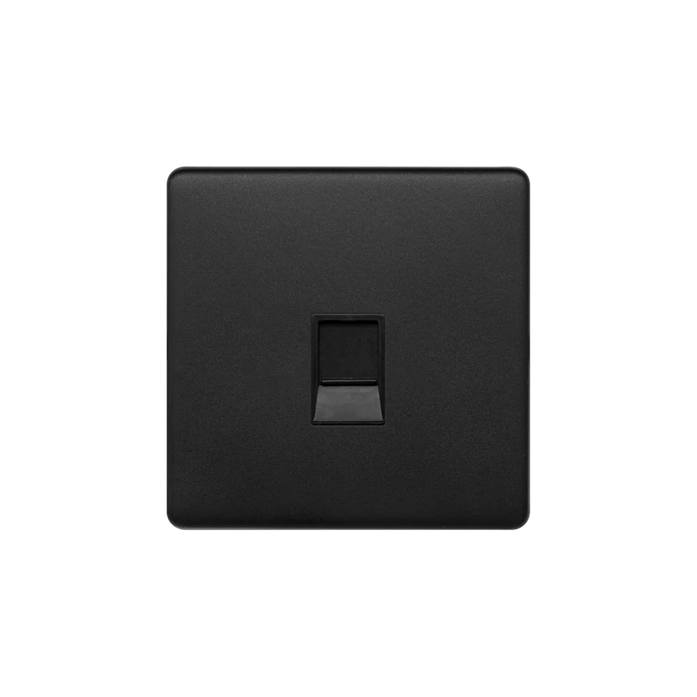 Screwless Matt Black 1 Gang Data Socket RJ45 Ethernet Cat5/6