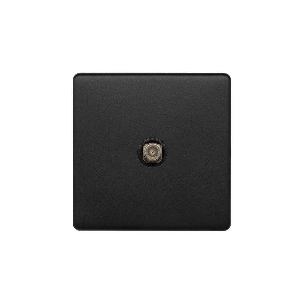Screwless Matt Black 1 Gang Satellite Socket
