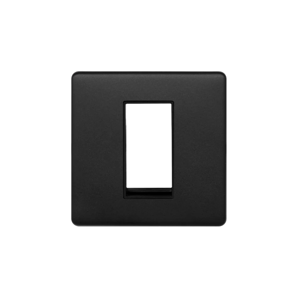 Screwless Matt Black 1 x25mm EM-Euro Module Faceplate