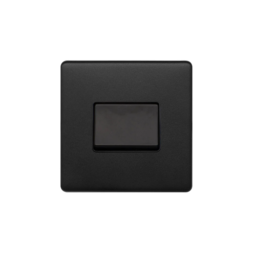Screwless Matt Black 10A 1 Gang 1 Way 3-Pole Fan Isolator