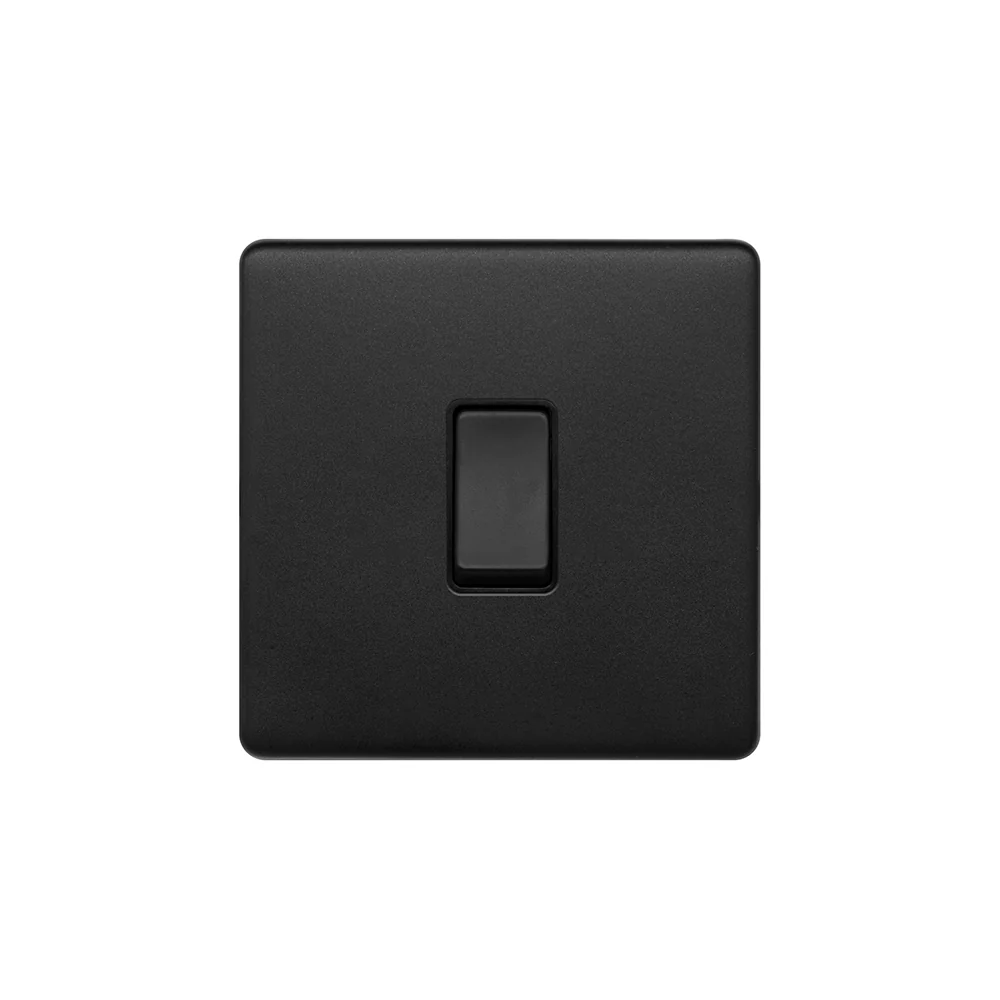 Screwless Matt Black 10A 1 Gang Intermediate Light Switch