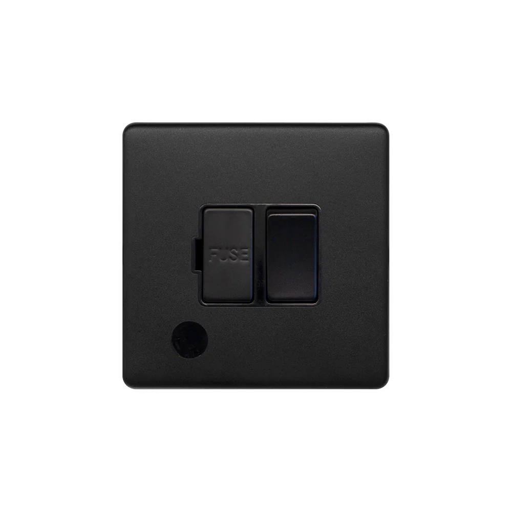 Screwless Matt Black 13A Switched Fuse Flex Outlet
