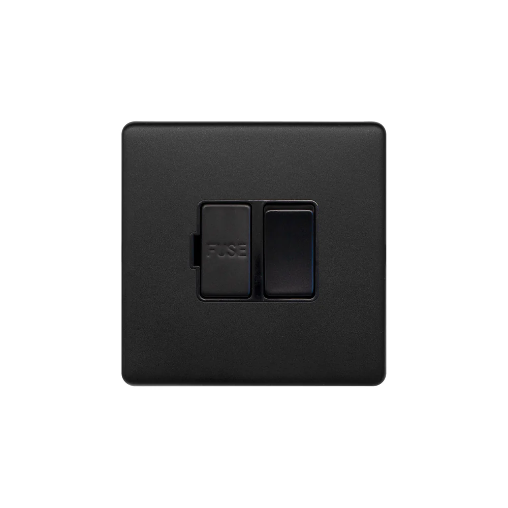 Screwless Matt Black 13A Switched Fused Connection Unit (FCU)