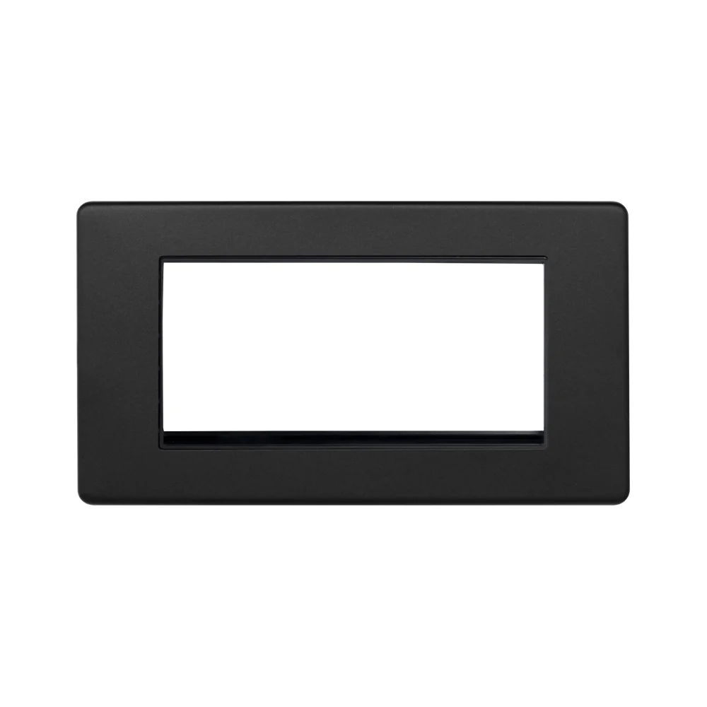 Screwless Matt Black 4 x25mm EM-Euro Module Faceplate