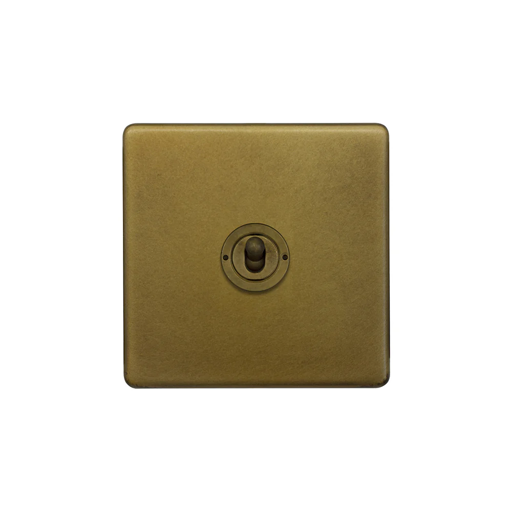 Screwless Old Brass 1 Gang Intermediate Toggle Light Switch