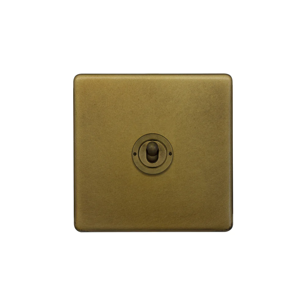 Screwless Old Brass 1 Gang Retractive Toggle Light Switch