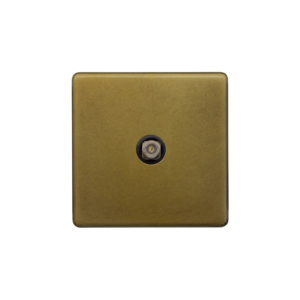 Screwless Old Brass 1 Gang Satellite Socket