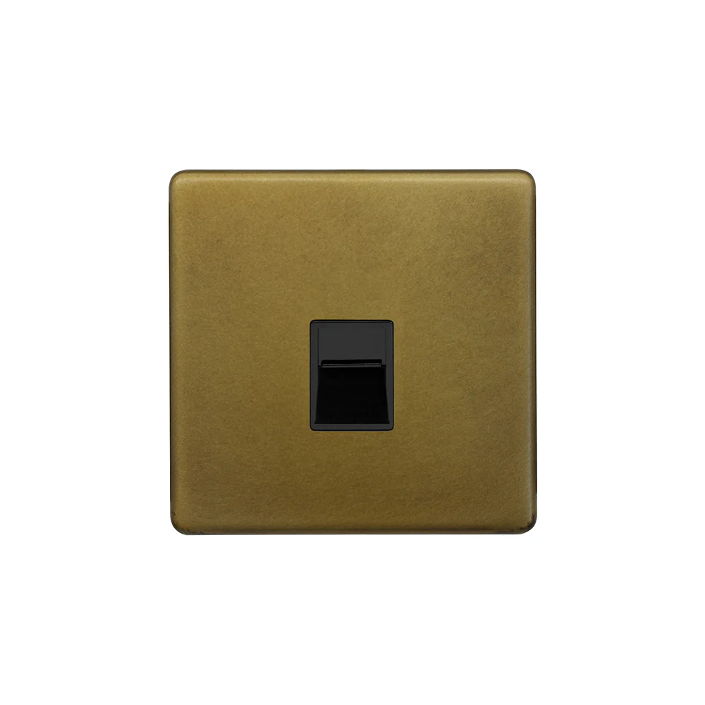 Screwless Old Brass 1 Gang Telephone Secondary (Slave) Socket,BT