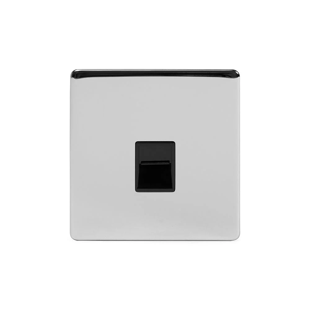 Screwless Polished Chrome 1 Gang Telephone Secondary Socket