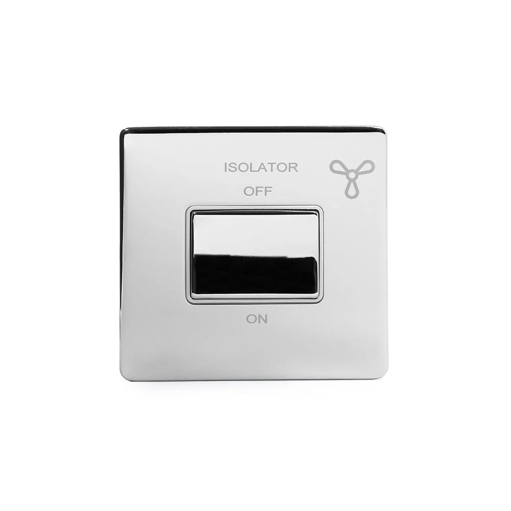 Screwless Polished Chrome 10A 3-Pole Fan Isolator Switch
