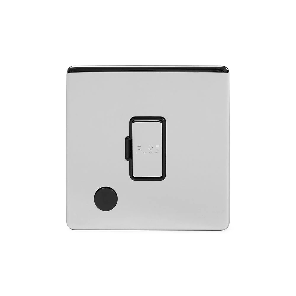 Screwless Polished Chrome 13A Unswitched Connection Unit Flex Outlet