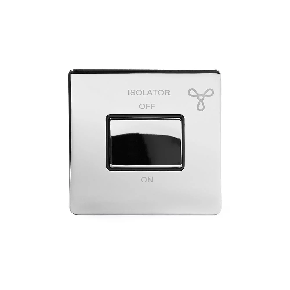 Screwless Polished Chrome 3-Pole Fan Isolator Light Switch