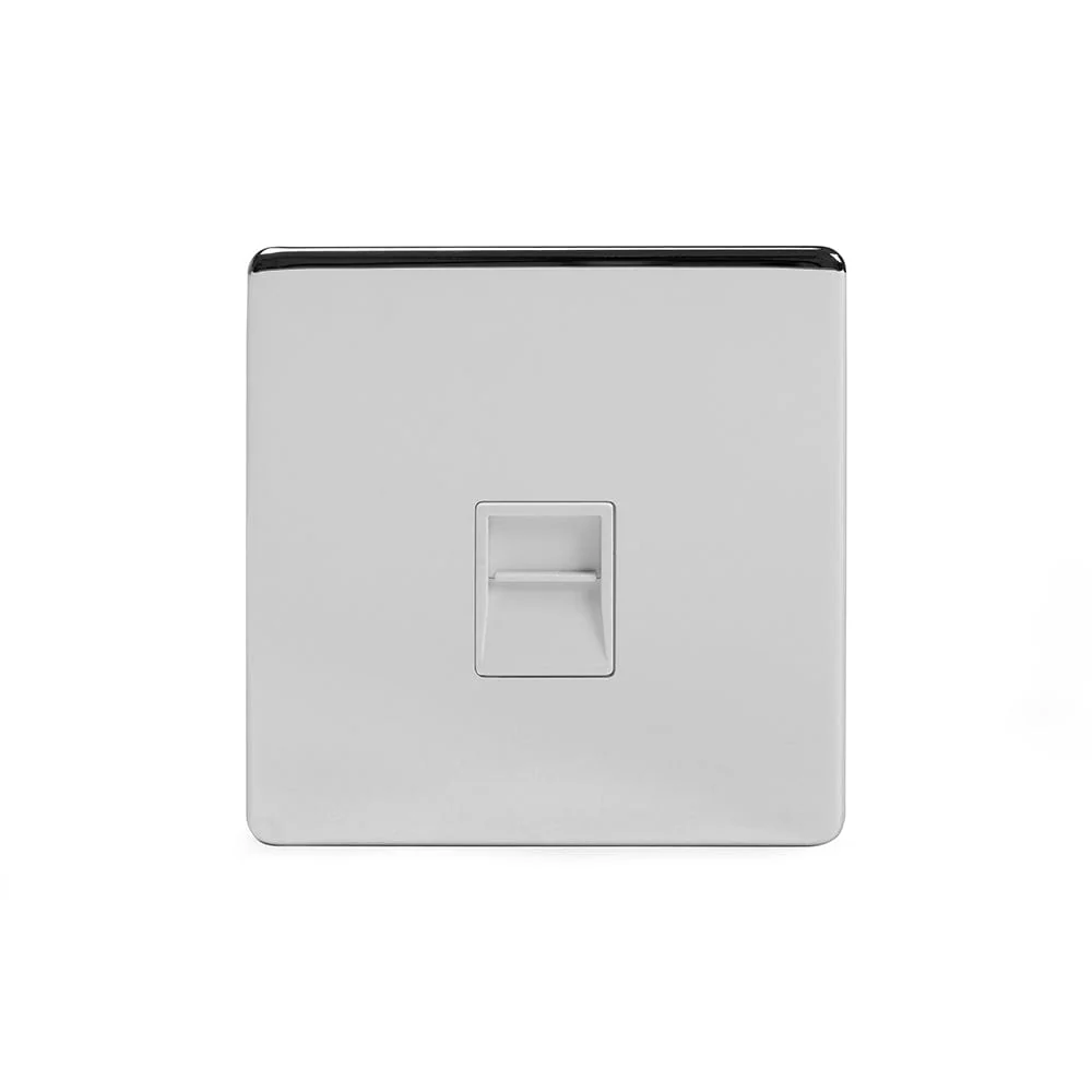 Screwless Polished Chrome 1 Gang Telephone Master Socket