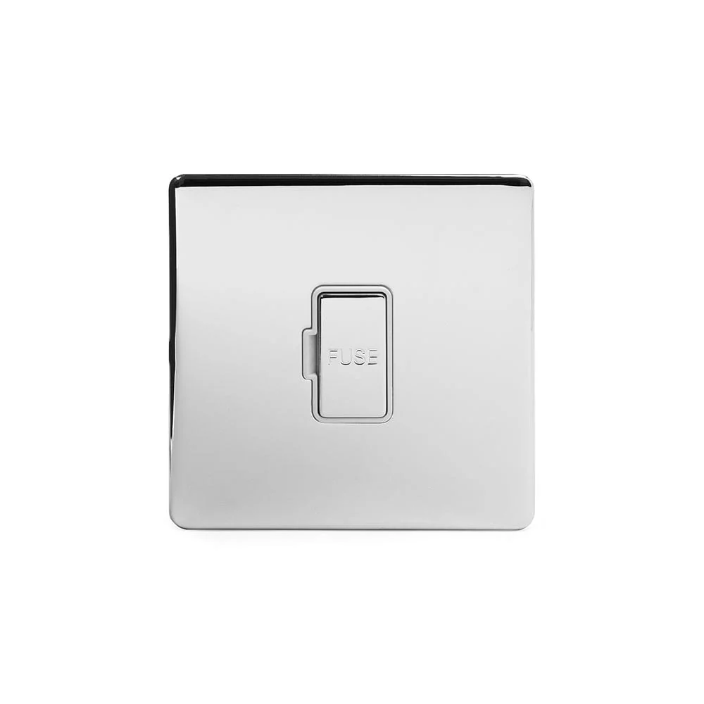 Screwless Polished chrome 13A Double Pole Unswitched Fuse Connection Unit