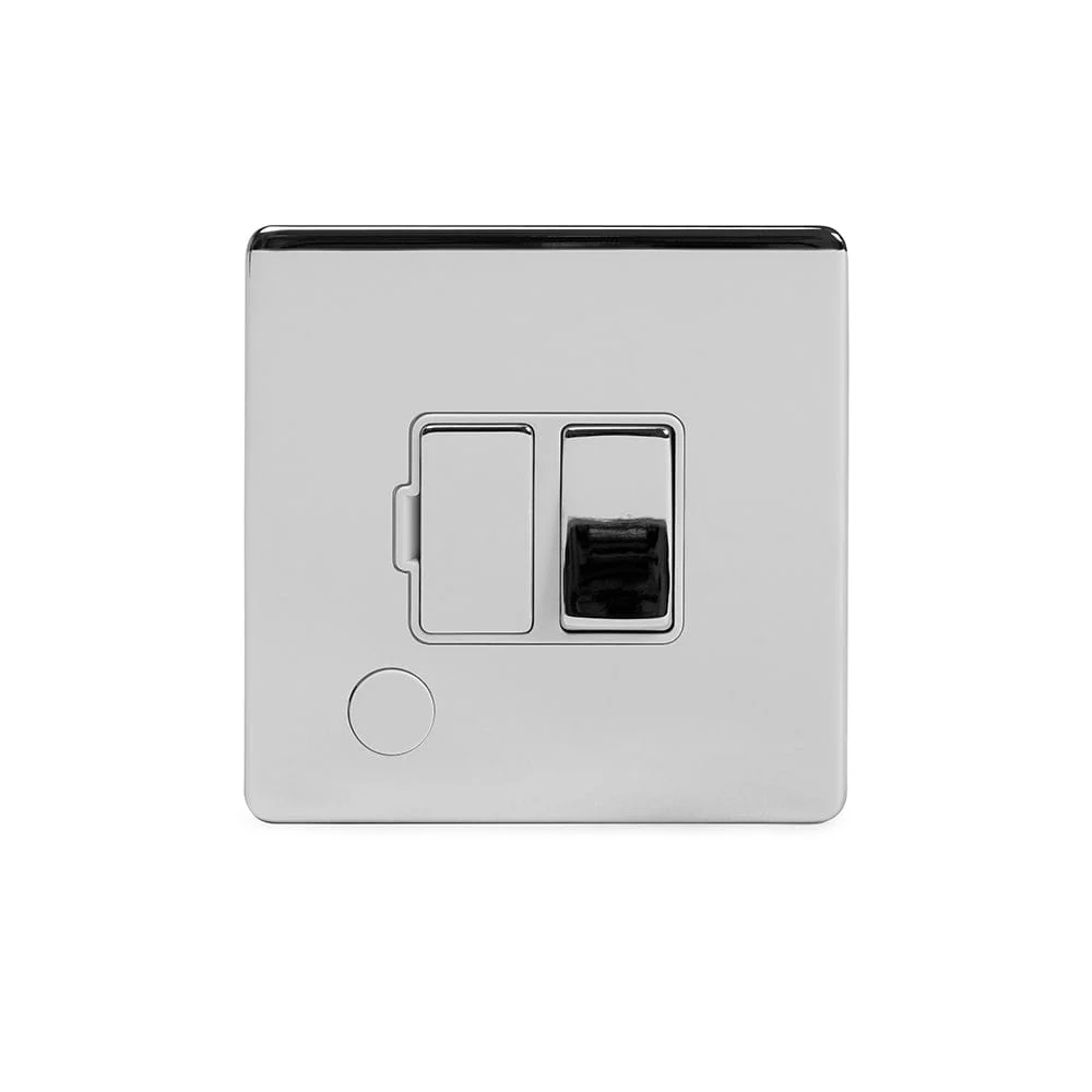 Screwless Polished Chrome 13A Switched Fuse Connection Unit Flex Outlet