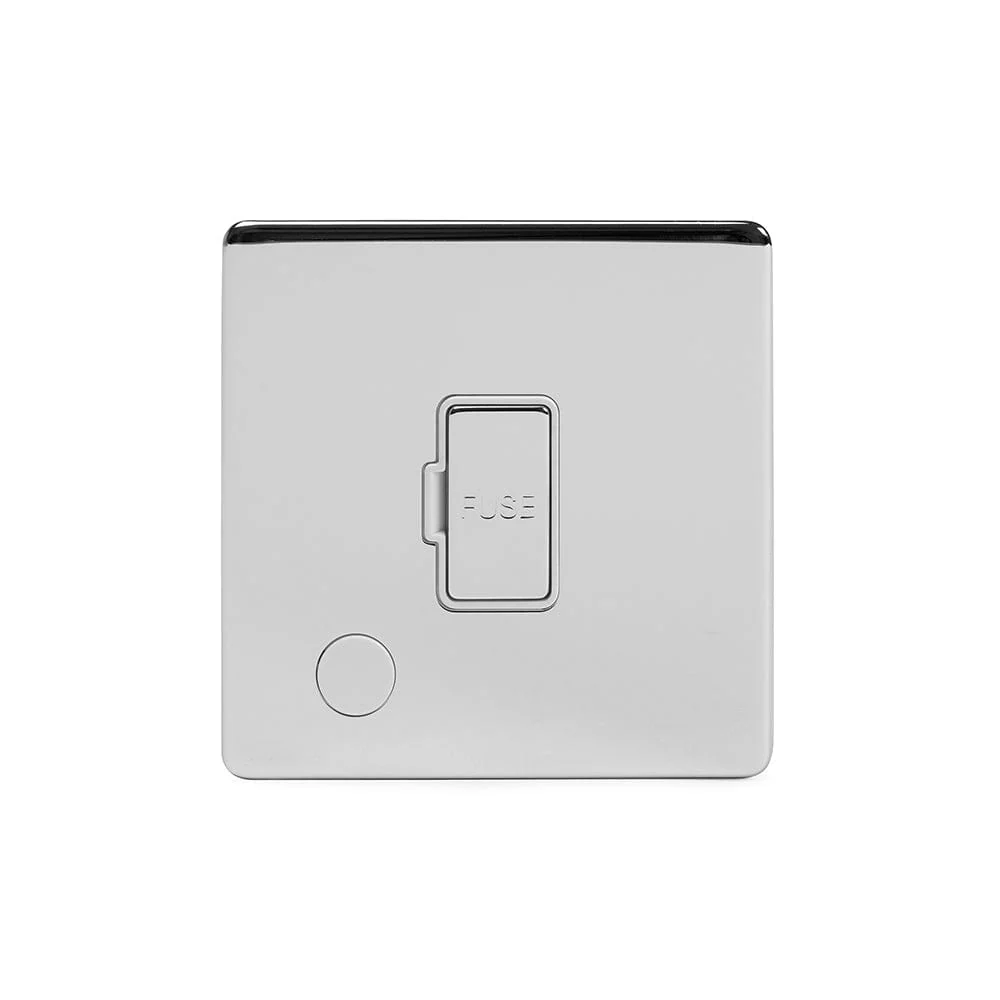 Screwless Polished Chrome 13A Unswitched Connection Unit Flex Outlet