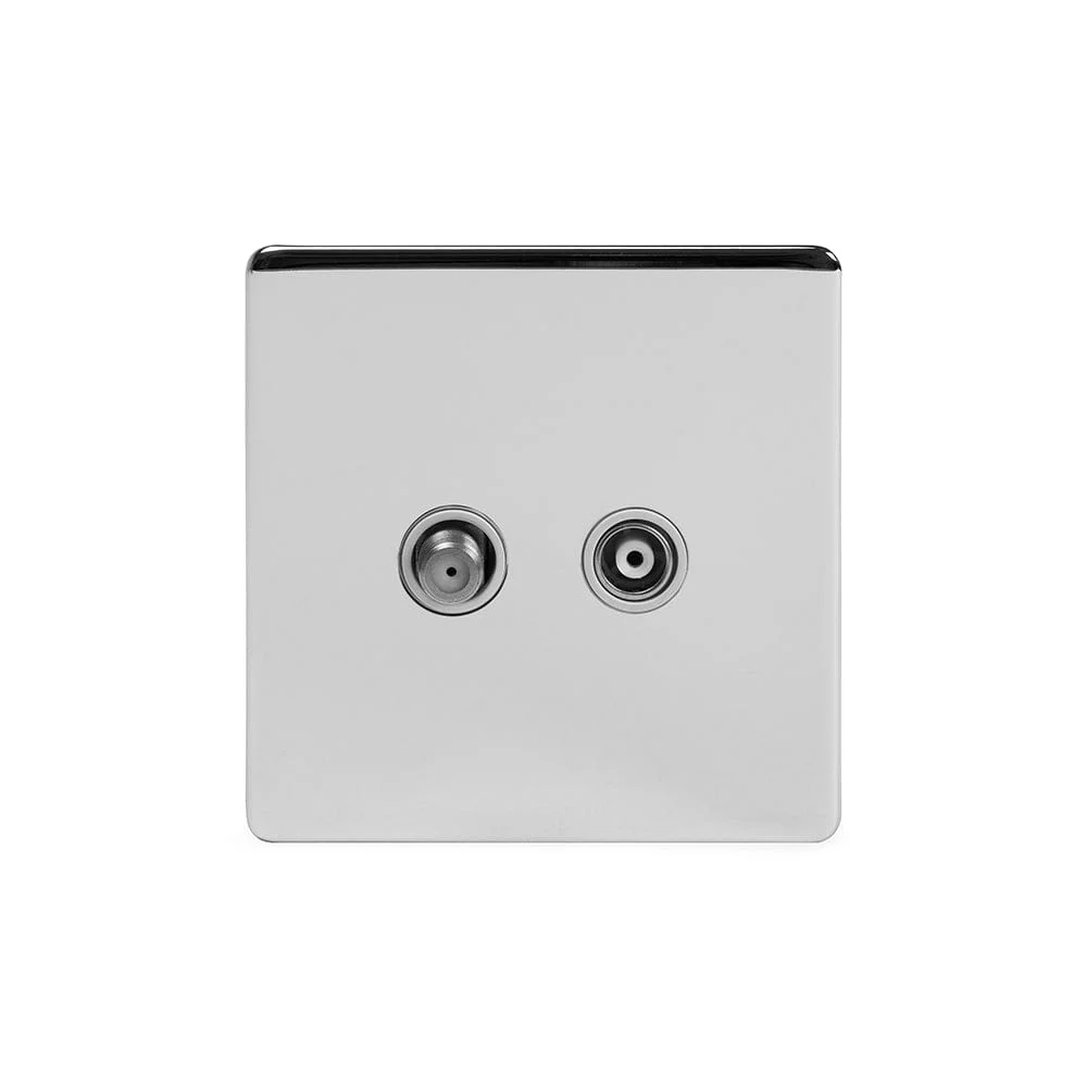 Screwless Polished Chrome TV+ Satellite Socket